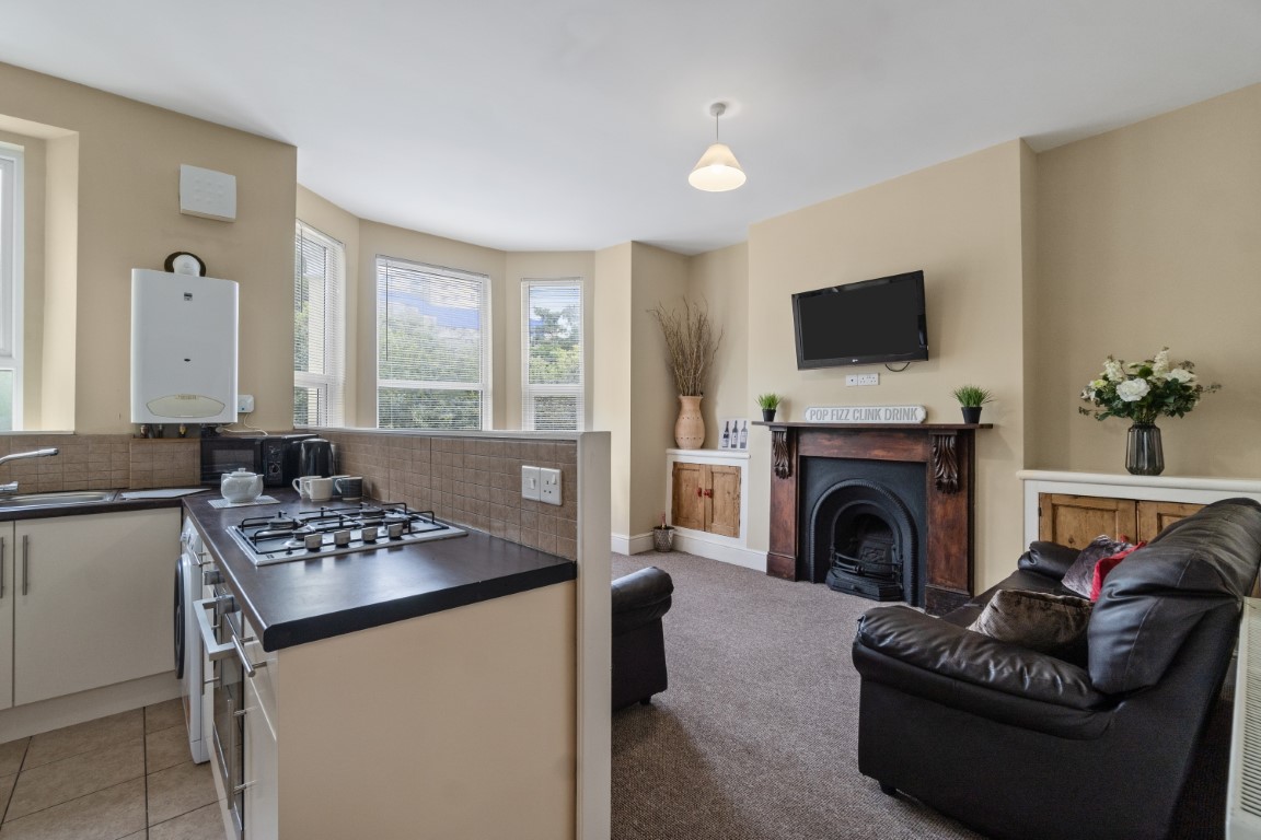 Open plan kitchen/lounge of our 4 bedroom shared student property at The Hoe, Plymouth