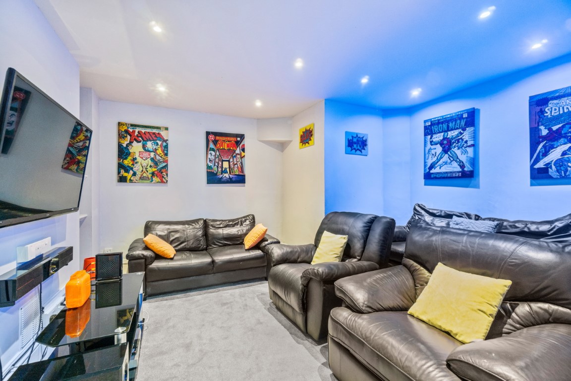Cinema room for a large 6 bedroom shared student apartment in Plymouth